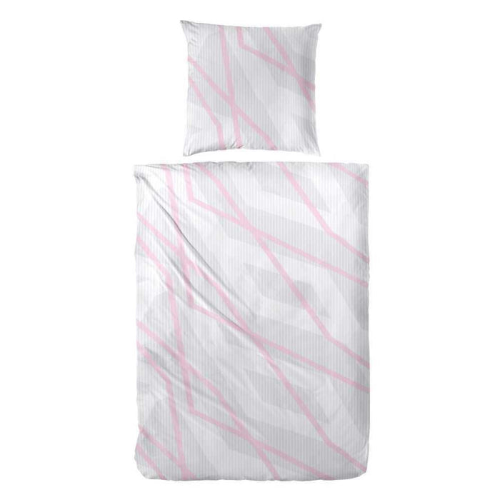 Hahn Biber Bettwäsche Streifen Grau Pink 135x200 cm + 80x80 cm
