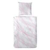 Hahn Biber Bettwäsche Streifen Grau Pink 135x200 cm + 80x80 cm