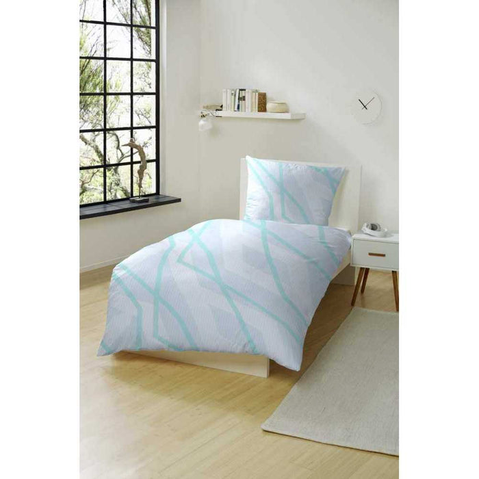 Hahn Biber Bettwäsche Streifen Blau 135x200 cm + 80x80 cm