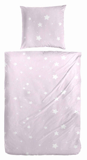 Hahn Feinbiber Bettwäsche Altrosa Weiss Sterne