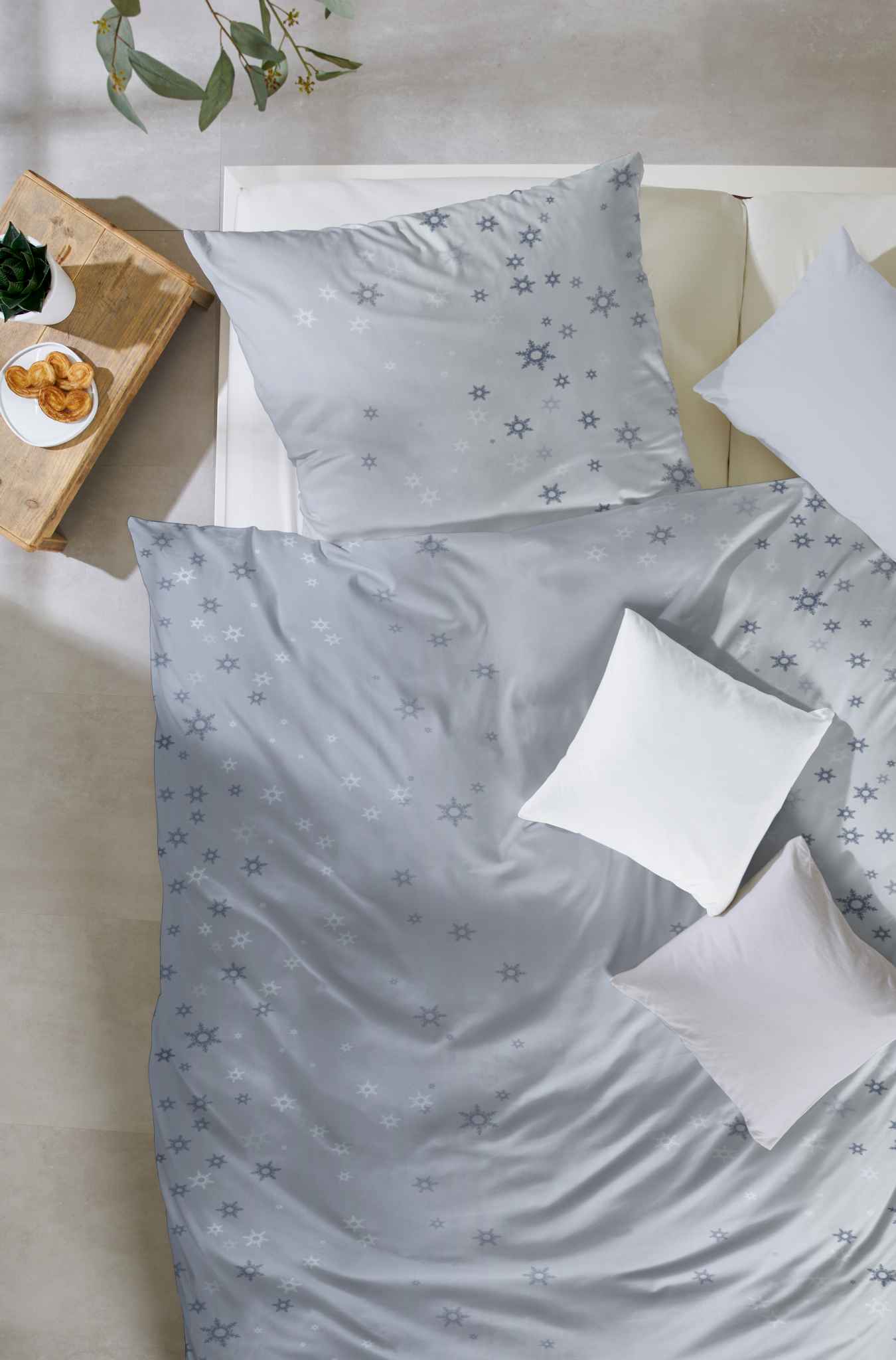 Hahn Feinbiber Bettwäsche Blau Sterne