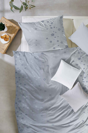 Hahn Feinbiber Bettwäsche Blau Sterne