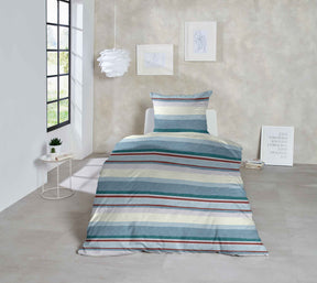 Hahn Feinbiber Bettwäsche Streifen Blau
