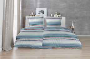 Hahn Feinbiber Bettwäsche Streifen Blau