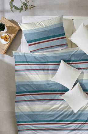 Hahn Feinbiber Bettwäsche Streifen Blau