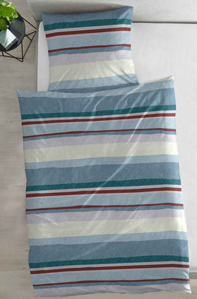 Hahn Feinbiber Bettwäsche Streifen Blau