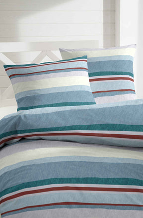 Hahn Feinbiber Bettwäsche Streifen Blau