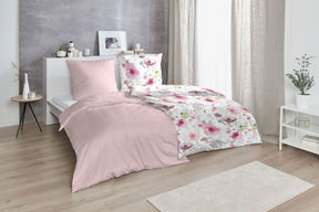 Hahn Biber Bettwäsche weiss rosa Blumen