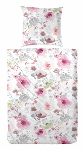 Hahn Biber Bettwäsche weiss rosa Blumen