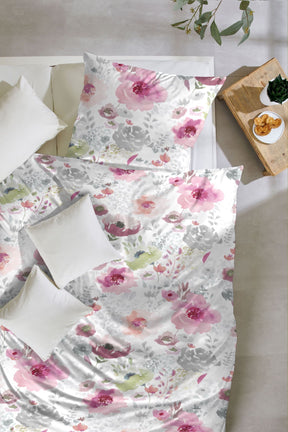 Hahn Biber Bettwäsche weiss rosa Blumen