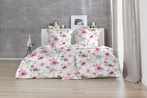 Hahn Biber Bettwäsche weiss rosa Blumen