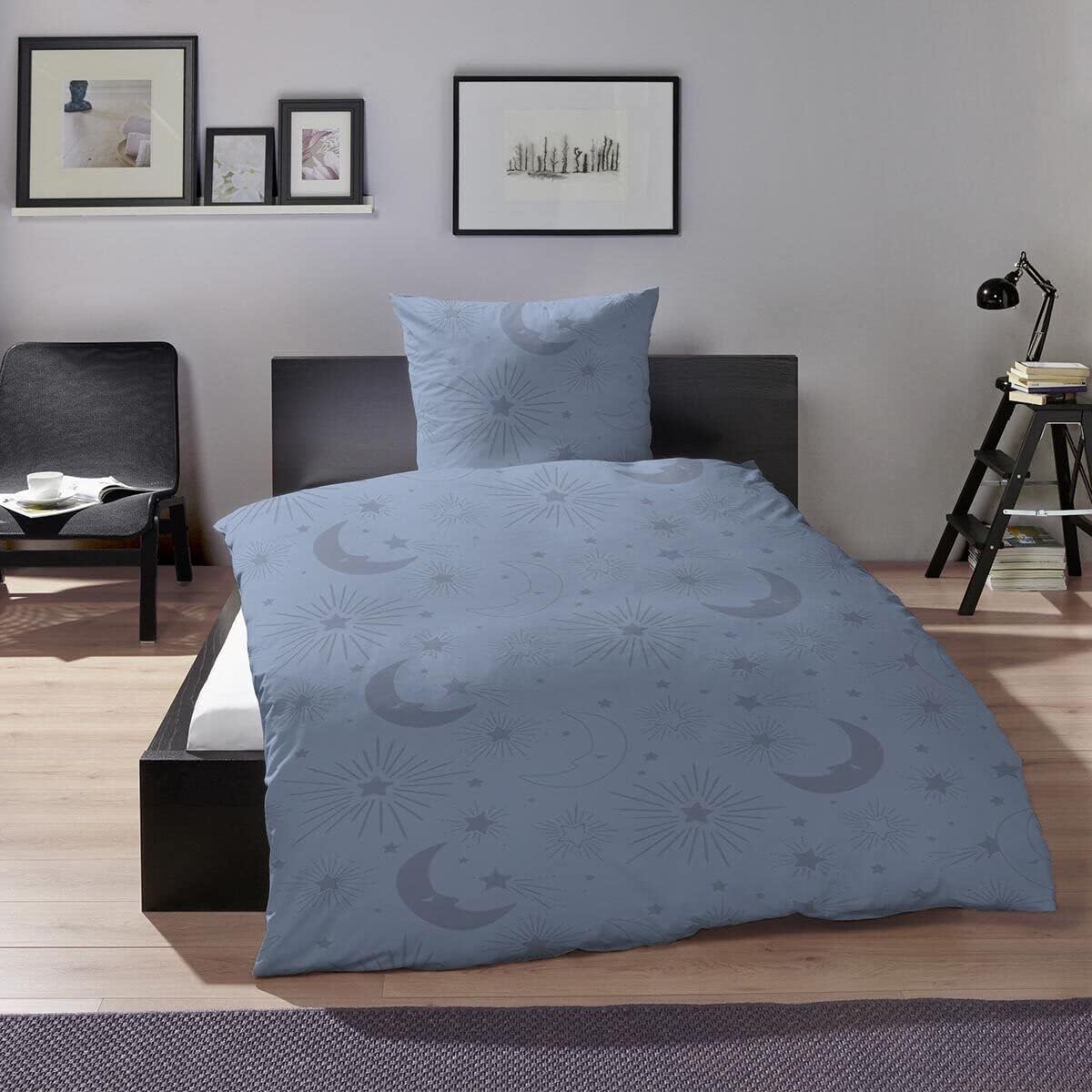 Hahn Biber Bettwäsche Mond #farbe_blau