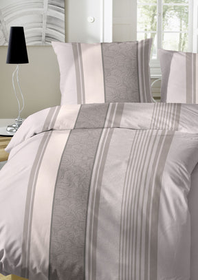 Hahn Biber Bettwäsche Grau braunes Streifenmuster