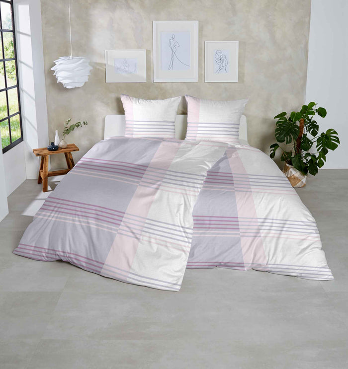 Hahn Biber Bettwäsche Karo Kariert 135x200 #farbe_lila