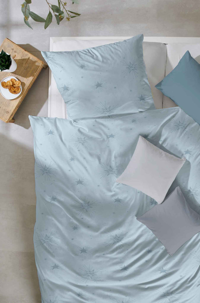 Hahn Feinbiber Bettwäsche Sterne Blau #farbe_