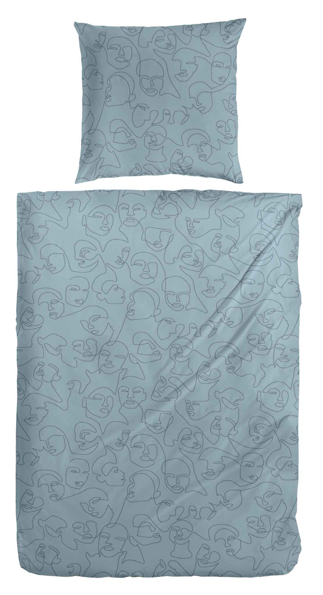 Hahn Feinbiber Bettwäsche Stahl Blau Blüten