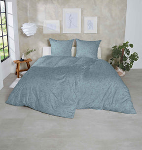 Hahn Feinbiber Bettwäsche Stahl Blau Blüten