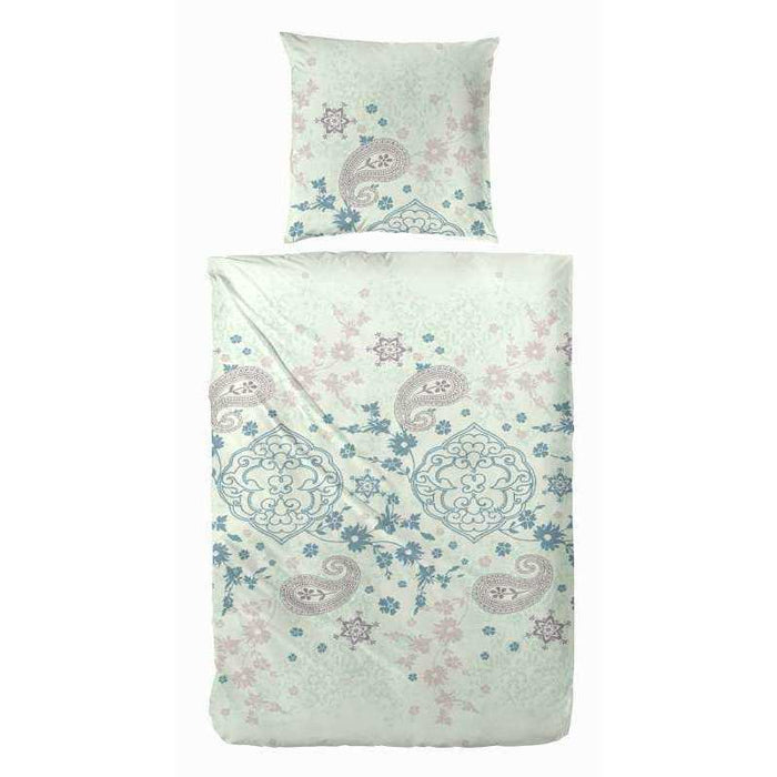 Edelflanell Bettwäsche Paisley Lind Opal 135x200 cm + 80x80 cm