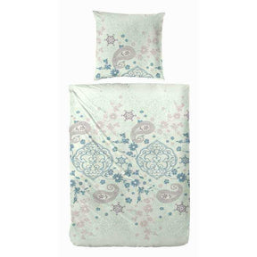 Edelflanell Bettwäsche Paisley Lind Opal 135x200 cm + 80x80 cm