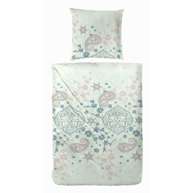 Edelflanell Bettwäsche Paisley Lind Opal 135x200 cm + 80x80 cm