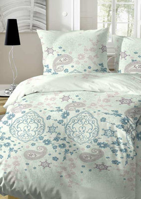 Edelflanell Bettwäsche Paisley Lind Opal 135x200 cm + 80x80 cm