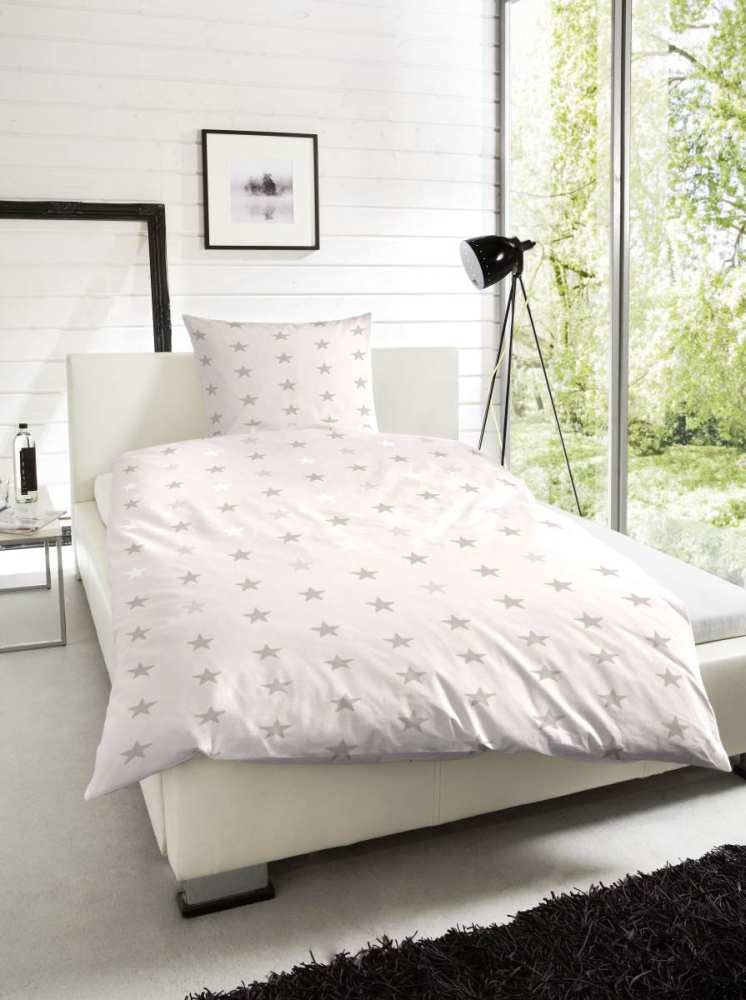 Hahn Edelflanell Bettwäsche Sterne Natur