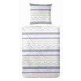 Hahn Baumwolle Seersucker Bettwäsche Rosa Grau Gestreift