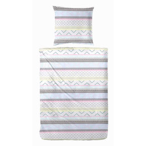 Hahn Baumwolle Seersucker Bettwäsche Rosa Grau Gestreift