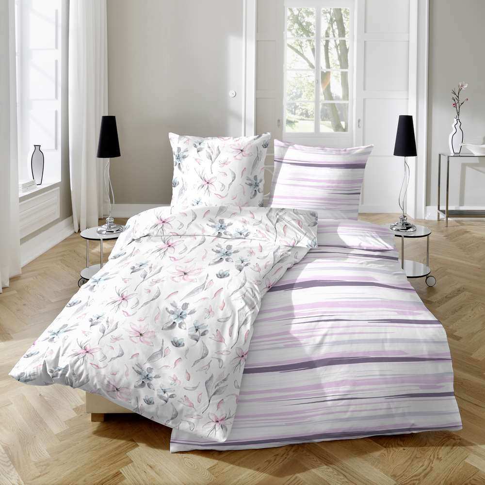 Hahn Seersucker Bettwäsche Blumenmuster Weiß