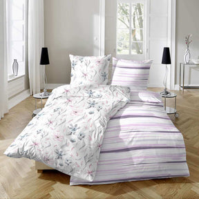 Hahn Seersucker Bettwäsche Blumenmuster Weiß