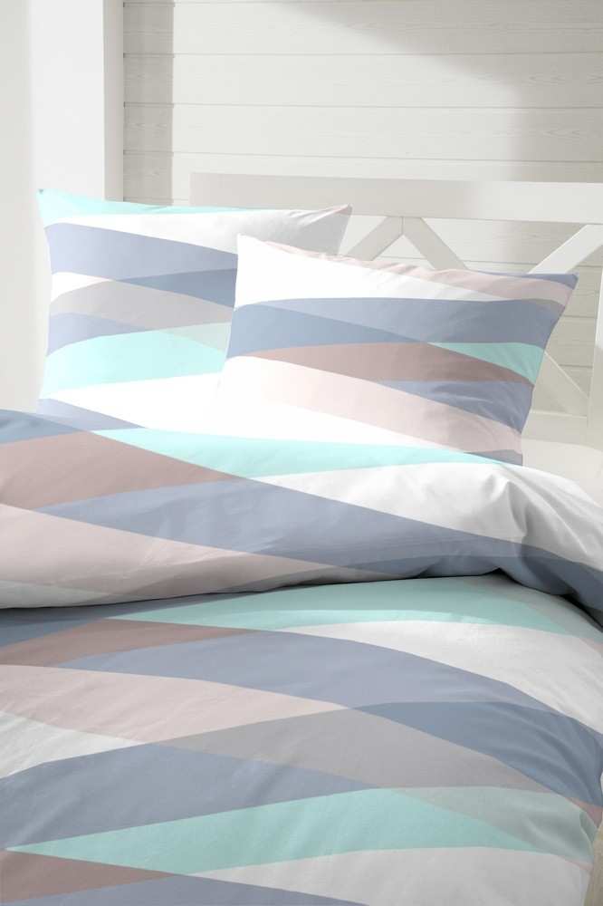 Hahn Seersucker Bettwäsche Muster Blau