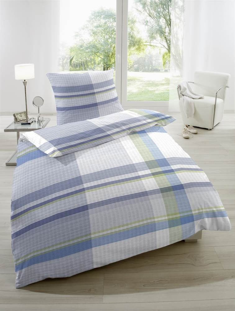 Hahn Microfaser Seersucker Bettwäsche Kariert