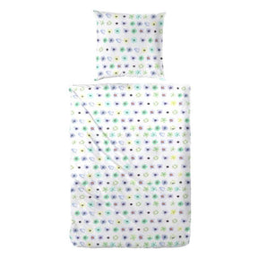 Hahn Microfaser Seersucker Bettwäsche Blumen Floral Bunt Weiß 135x200 cm + 80x80 cm