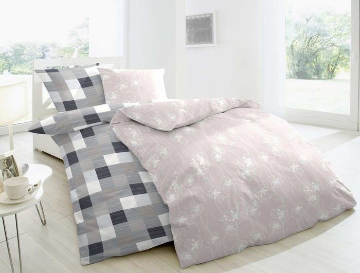 Hahn Seersucker Bettwäsche Blumenmuster #farbe_beige