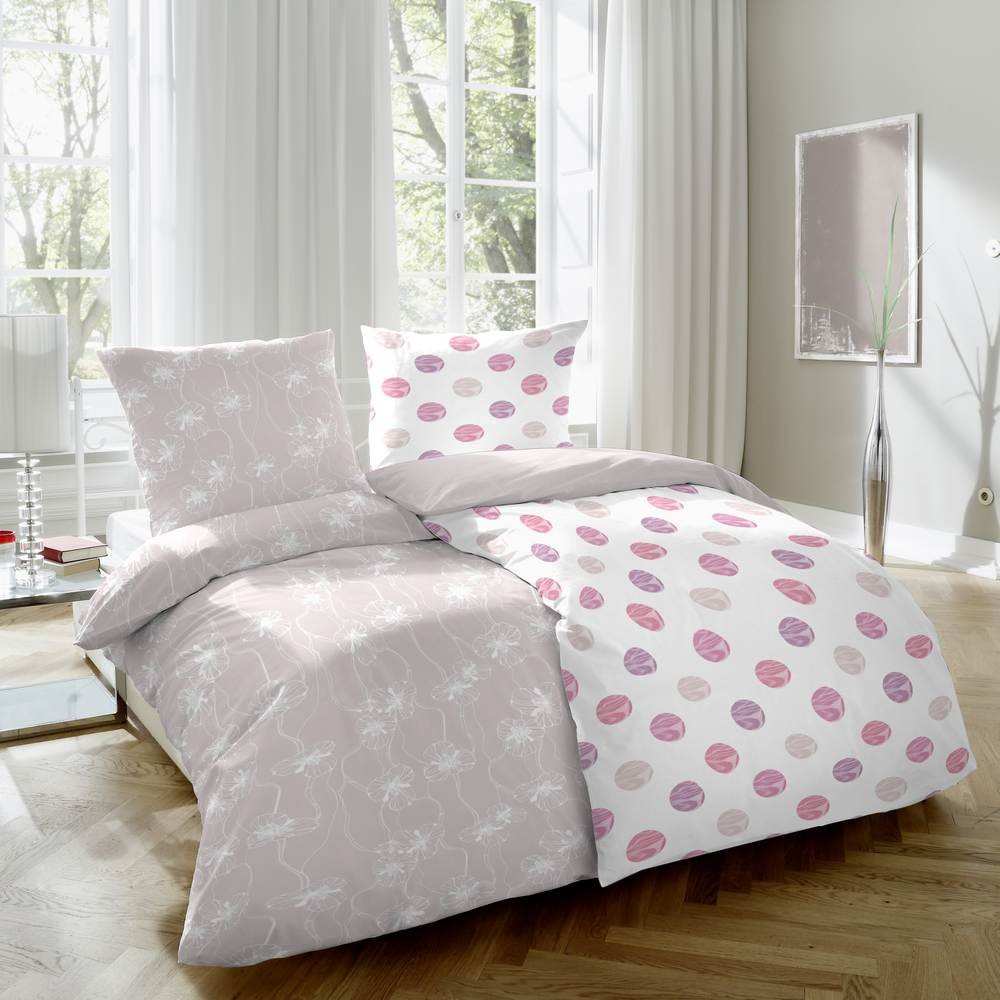 Hahn Seersucker Bettwäsche Blumenmuster Muster Beige