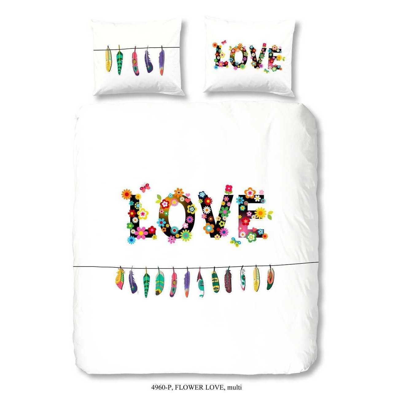 good morning Baumwolle Bettwäsche Flower Love Weiß Schwarz Orange