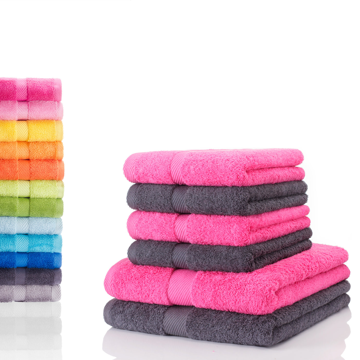6 tlg. Dusch und Handtuch Carli Graphit - #farbe_graphit---pink