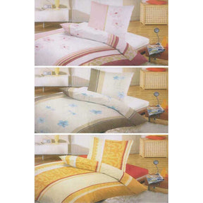 Feinbiber Bettwäsche Blumen Streifen 135x200 cm + 80x80 cm