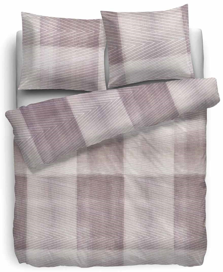 HnL Satin Bettwäsche Arras Karo Taupe - 135x200 cm + 80x80 cm