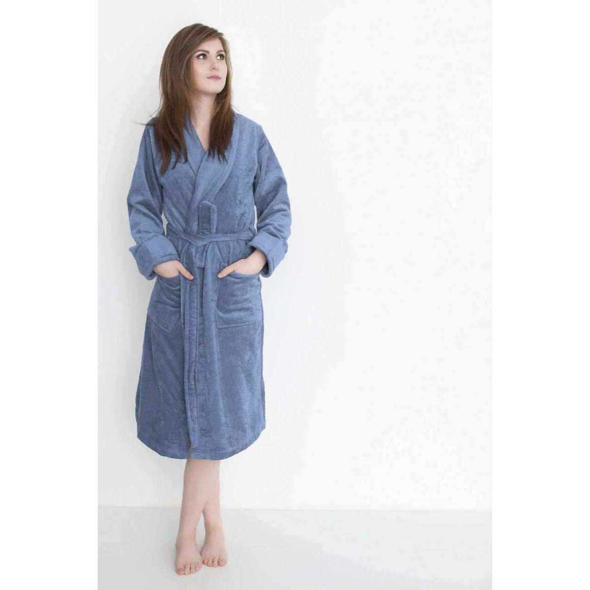 Bademantel Velours Uni #farbe_artikblau