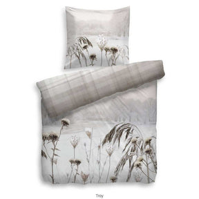 HnL Baumwolle Wende Bettwäsche Blumen Troy Natur 135x200 cm + 80x80 cm