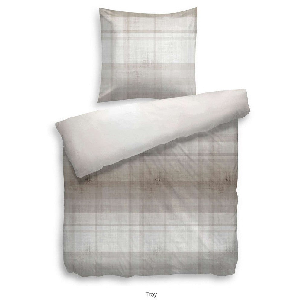 HnL Baumwolle Wende Bettwäsche Blumen Troy Natur 135x200 cm + 80x80 cm