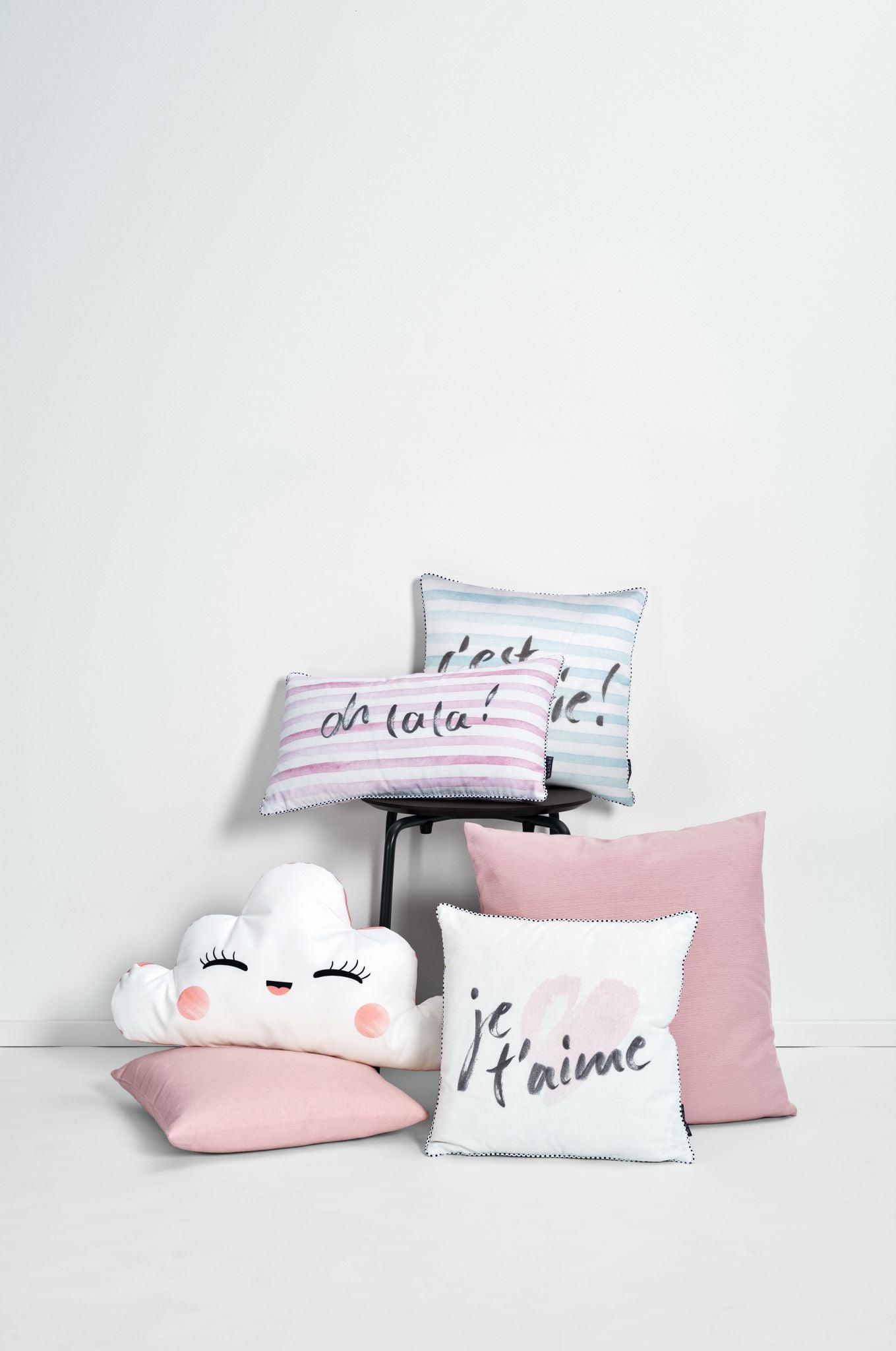 Magma Kissenhülle Bonmont Bonjour mit Digitalprint Hellblau 30x50 cm