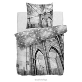 HnL Renforcé Wendebettwäsche Brooklyn Bridge Schwarz Weiss 135x200 + 80x80 cm