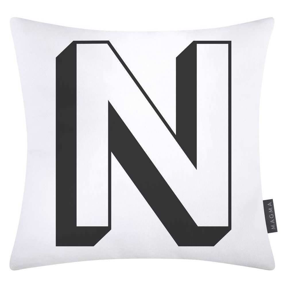 Magma Baumwolle Kissenhülle Buchstaben Weiss 40x40 cm