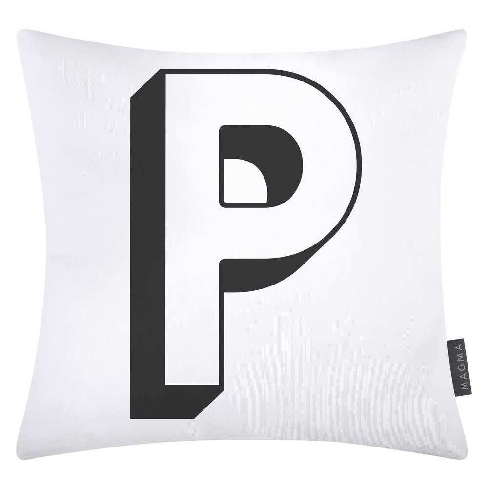 Magma Baumwolle Kissenhülle Buchstaben Weiss 40x40 cm