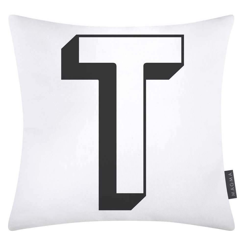 Magma Baumwolle Kissenhülle Buchstaben Weiss 40x40 cm