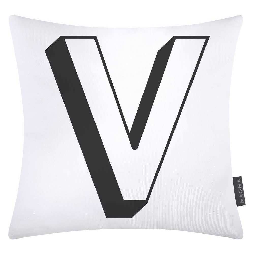 Magma Baumwolle Kissenhülle Buchstaben Weiss 40x40 cm