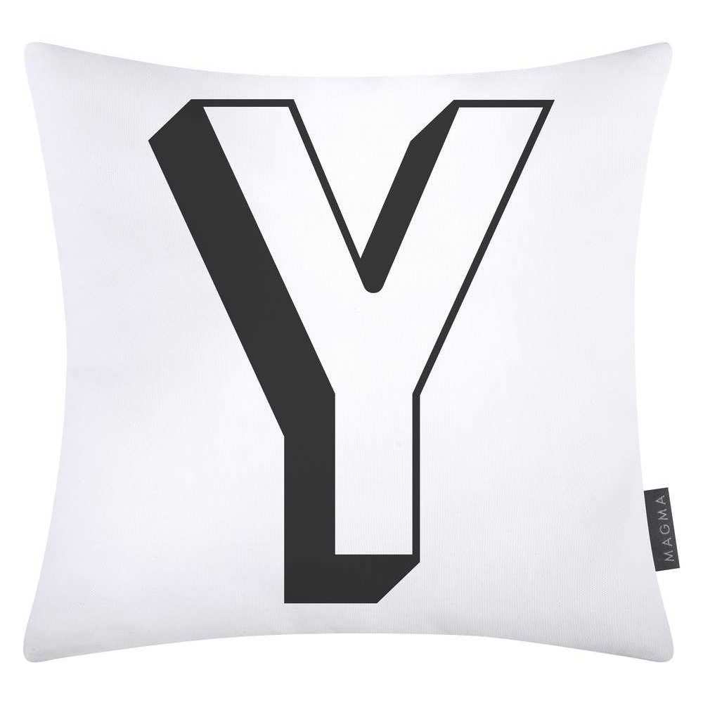 Magma Baumwolle Kissenhülle Buchstaben Weiss 40x40 cm