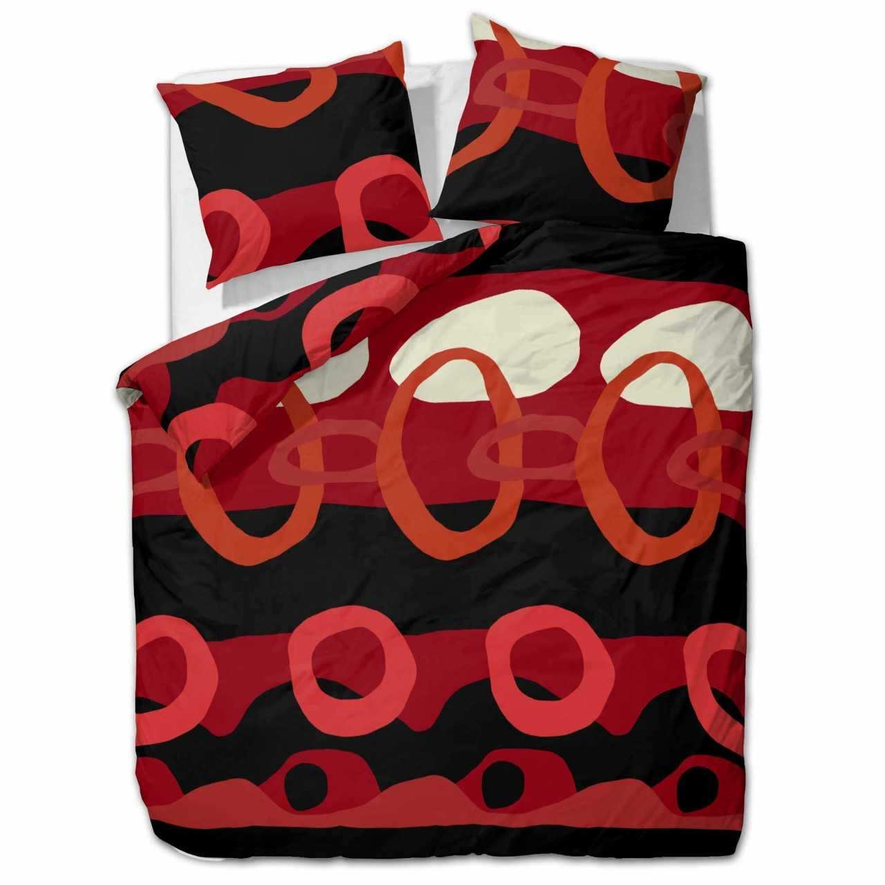 etérea Renforcé Bettwäsche Charles Kreise Pflaume und Rot